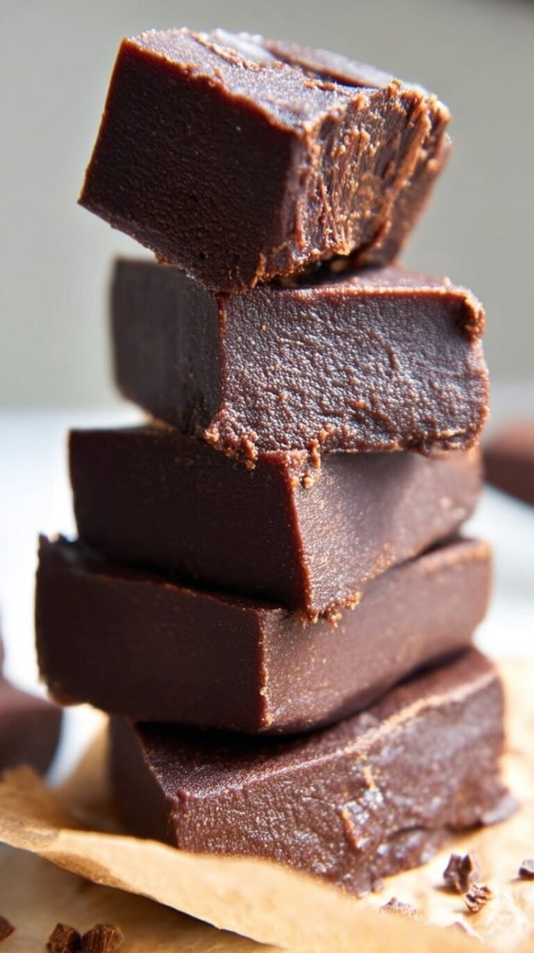 A close-up shot of marbled keto chocolate peanut butter fudge squares on parchment paper.