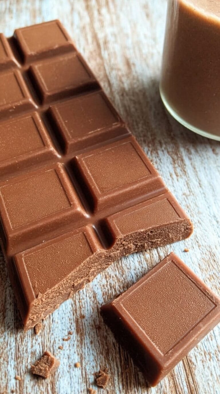 A close-up of smooth, homemade keto milk chocolate bars on a wooden board.