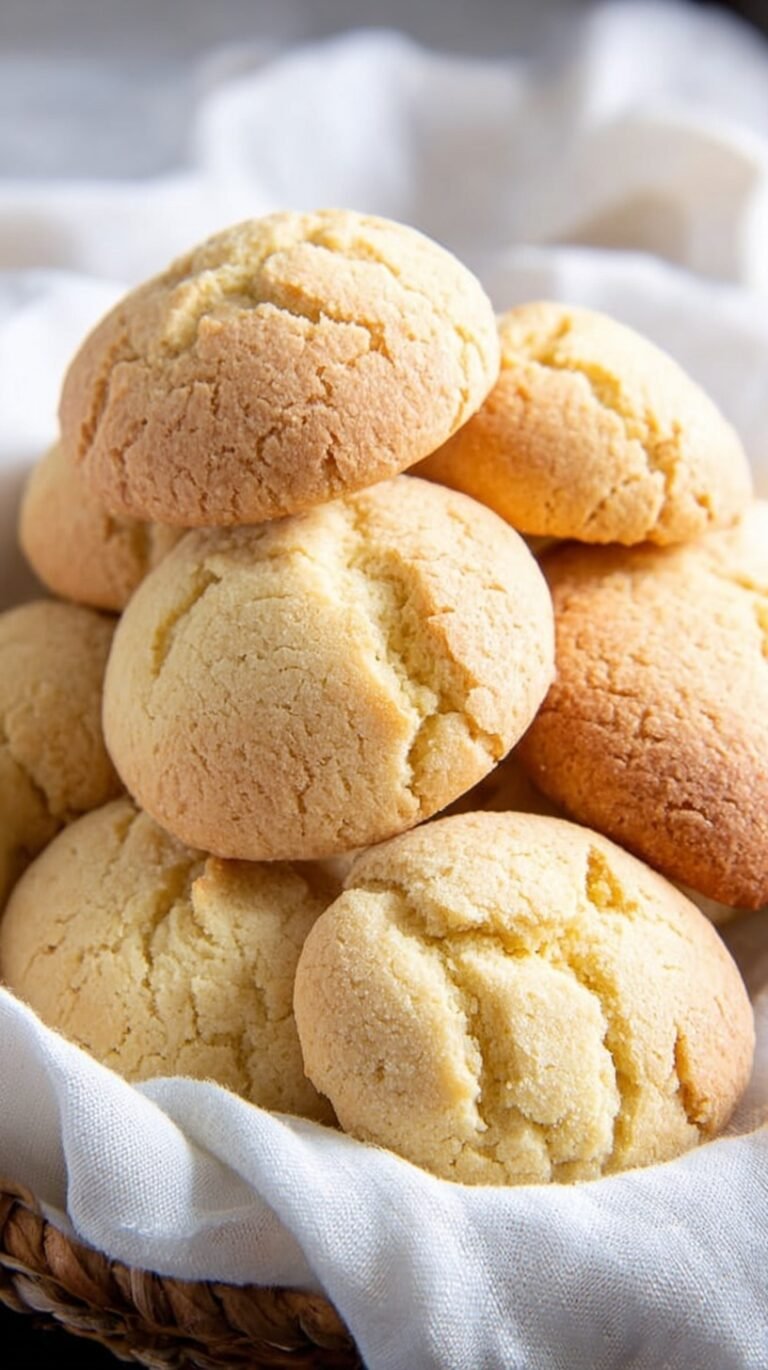 Six golden-brown almond flour biscuits resting on a wire cooling rack.