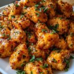 Golden brown chicken bites tossed in a vibrant garlic and herb butter sauce in a cast iron skillet.