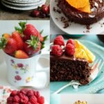 A variety of paleo cakes including chocolate and carrot cake on a wooden table