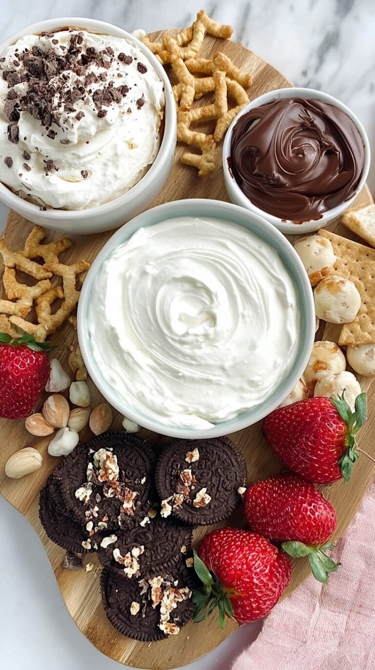 A bowl of creamy vanilla protein cheesecake dip served with fresh sliced strawberries and apple wedges.