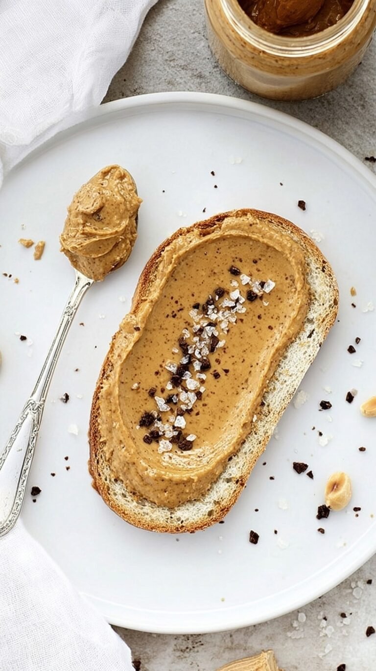 Creamy peanut butter spread in a small glass jar with apple slices on the side.