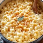 A large pot filled with creamy, golden stovetop macaroni and cheese topped with black pepper.