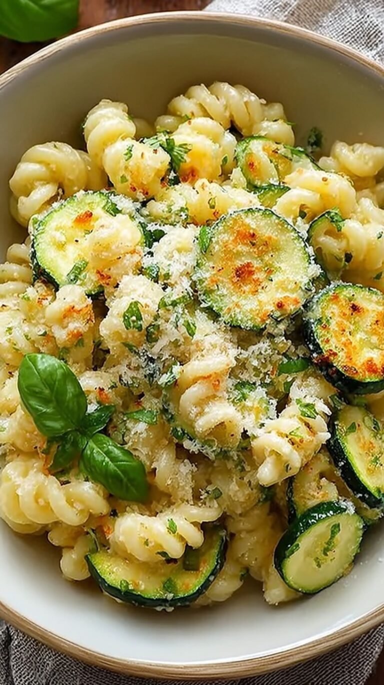 A plate of silky Spaghetti alla Nerano with golden fried zucchini and fresh basil