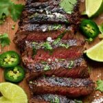 Juicy cubed grilled steak with Mexican spices in a bowl