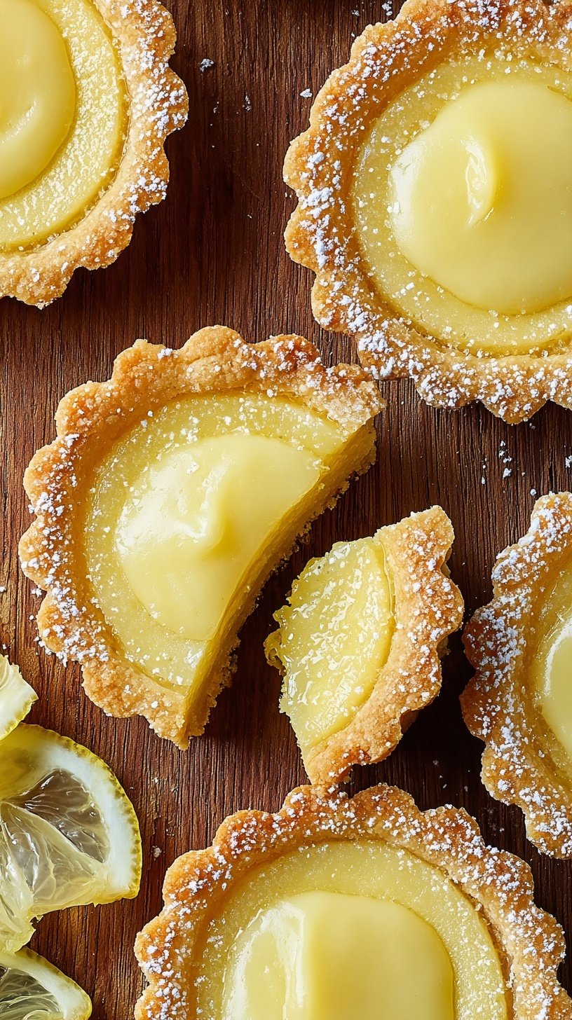 Twelve golden mini lemon pies with coconut tops in a muffin tin