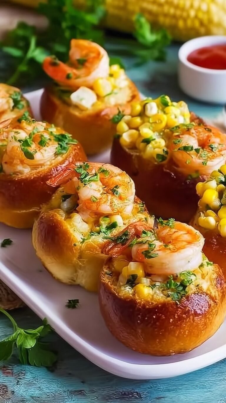 Mini shrimp and corn rolls on a platter with chives and lemon wedges.