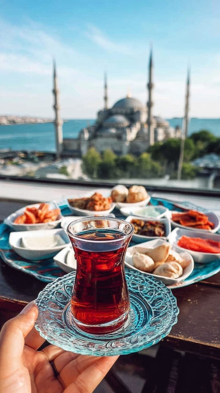 A beautiful view of the Blue Mosque in Istanbul during a sunny spring day.
