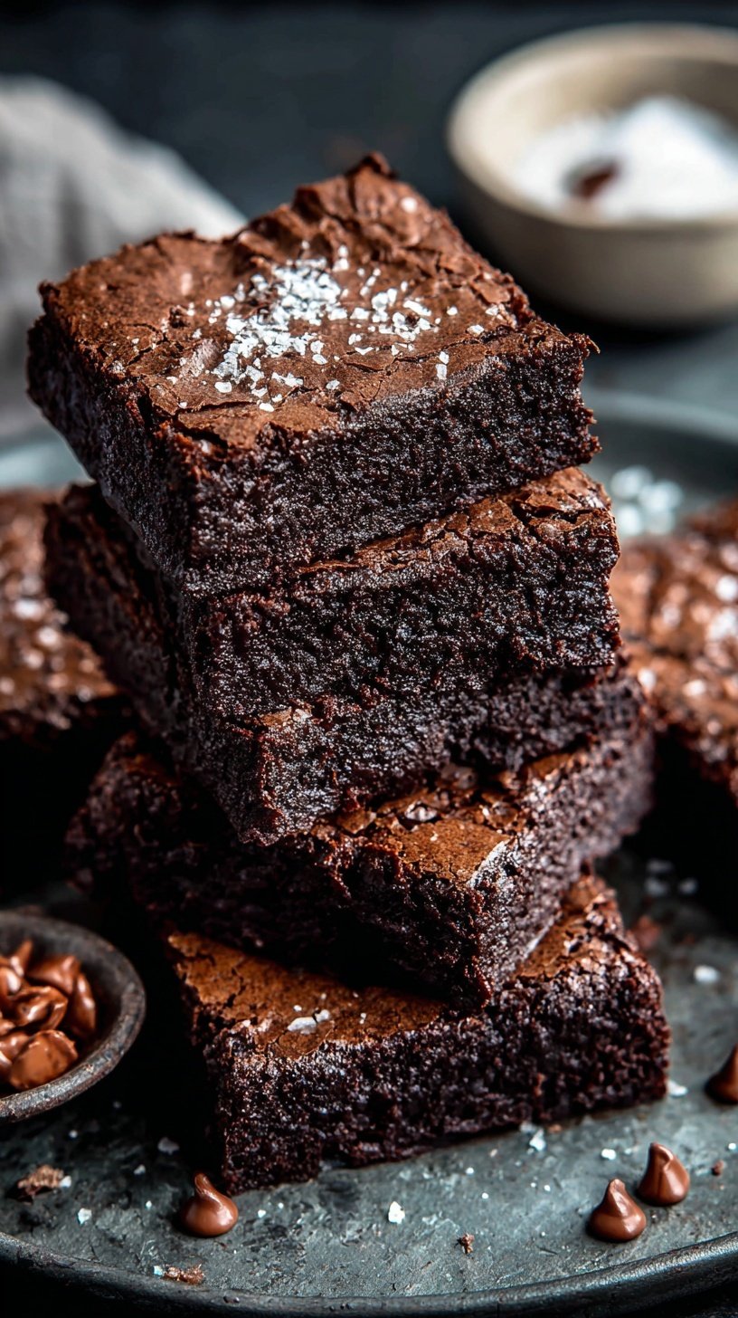 Close up of sliced fudgy chocolate brownies with a crackly top on a cooling rack