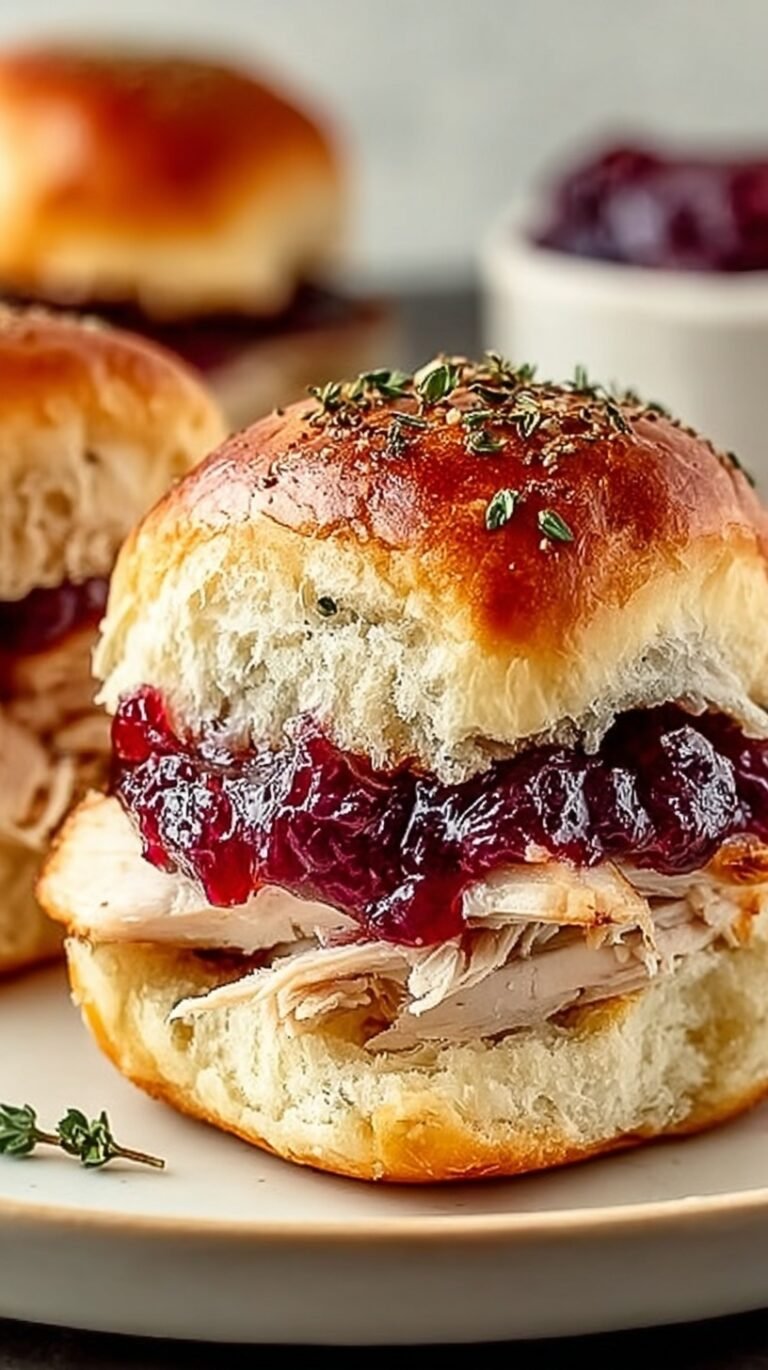 A tray of golden brown Cranberry Turkey Sliders topped with poppy seeds and melted Havarti cheese.
