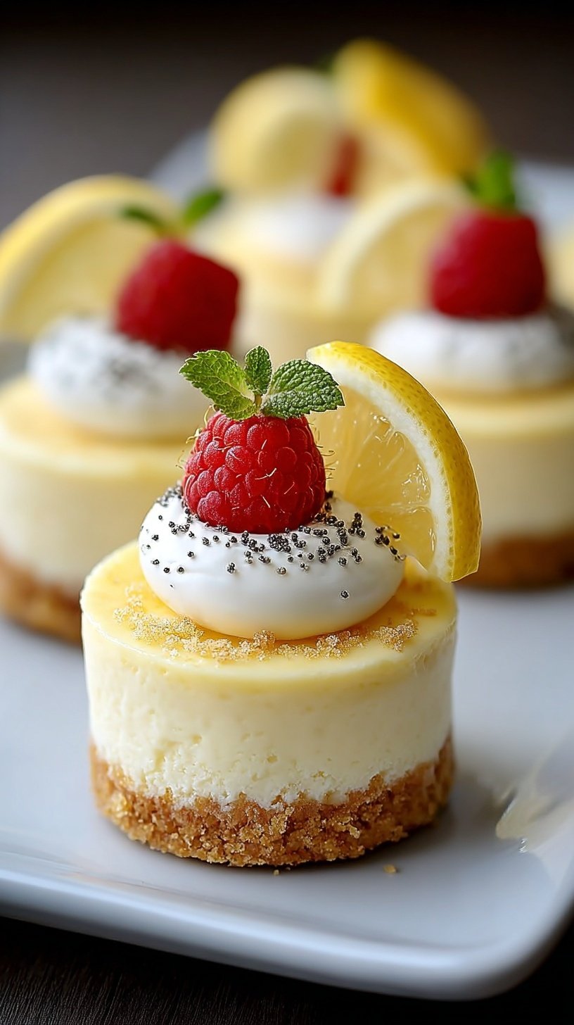 Twelve mini lemon cheesecakes in white liners topped with fresh lemon zest and cooling on a wire rack.