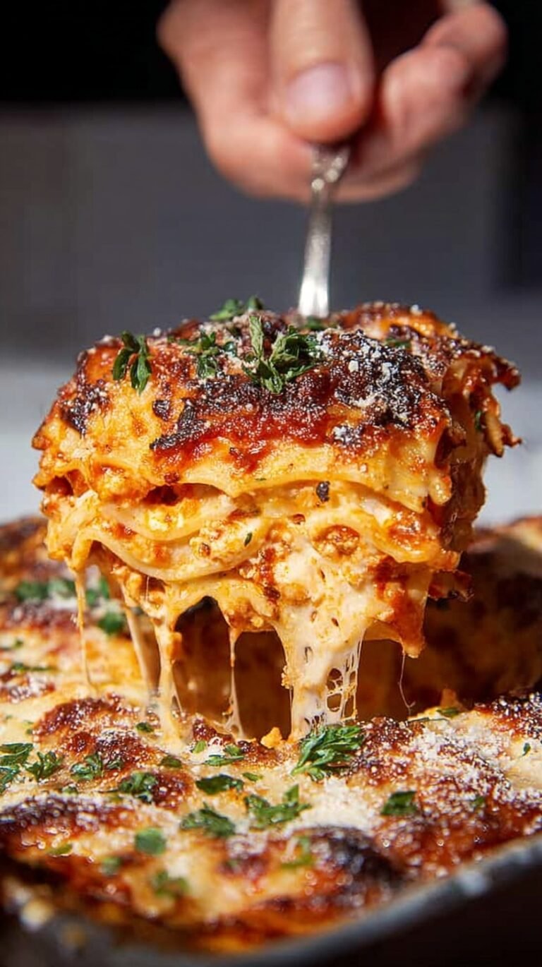 A slice of healthy cottage cheese lasagna with melted mozzarella and fresh spinach layers