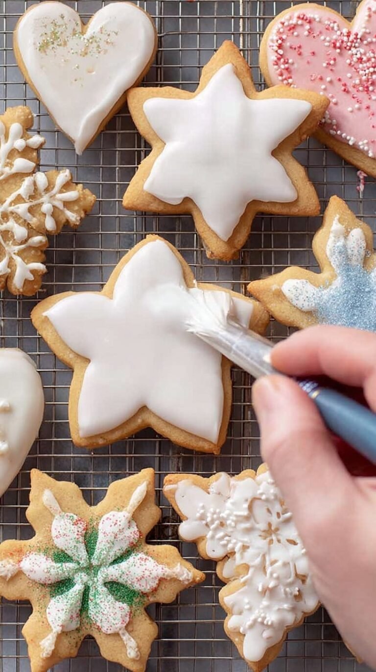 A tray of golden brown almond flour sugar cookies cut into star and heart shapes on a cooling rack.