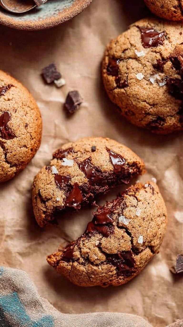 A stack of soft oat flour chocolate chip cookies with melty chocolate chips on a wire rack.