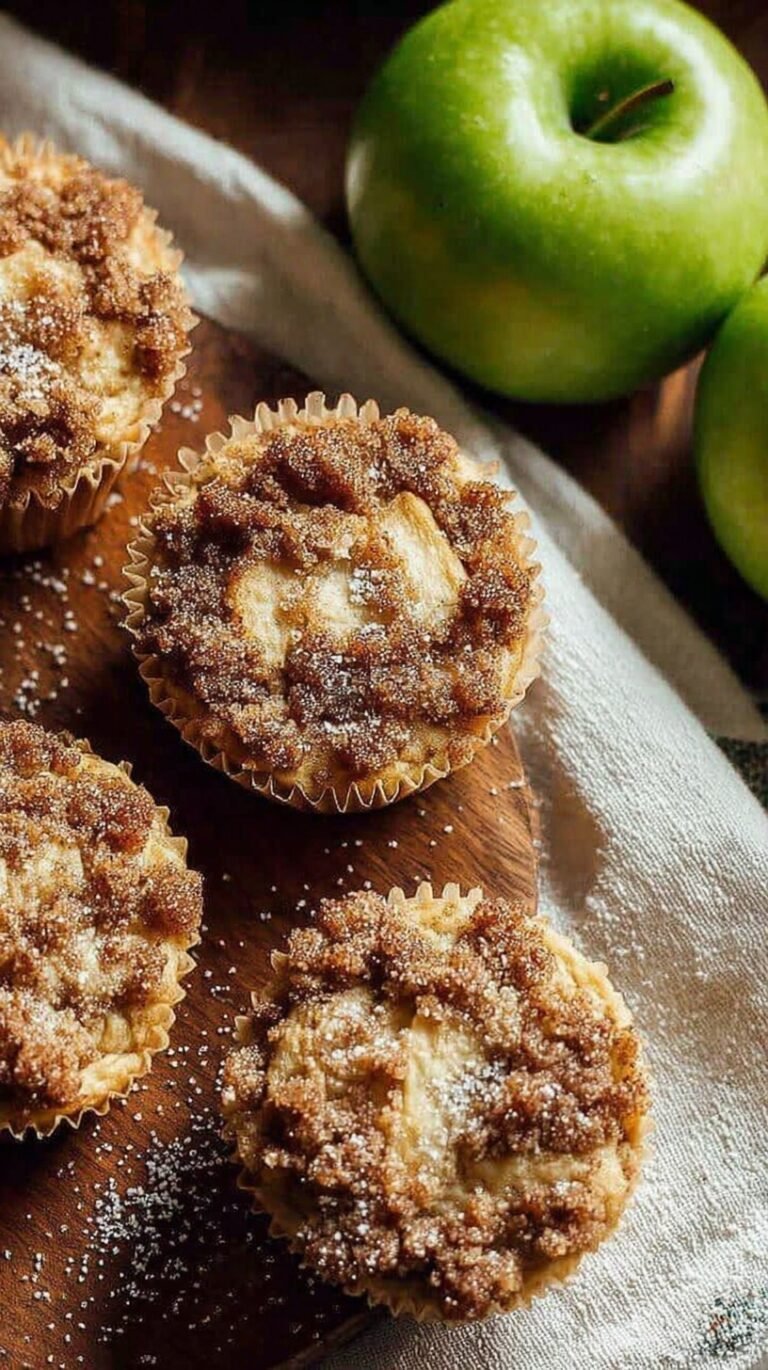 Golden whole wheat muffins topped with a crunchy oat crumble and filled with fresh diced apples on a wire cooling rack.