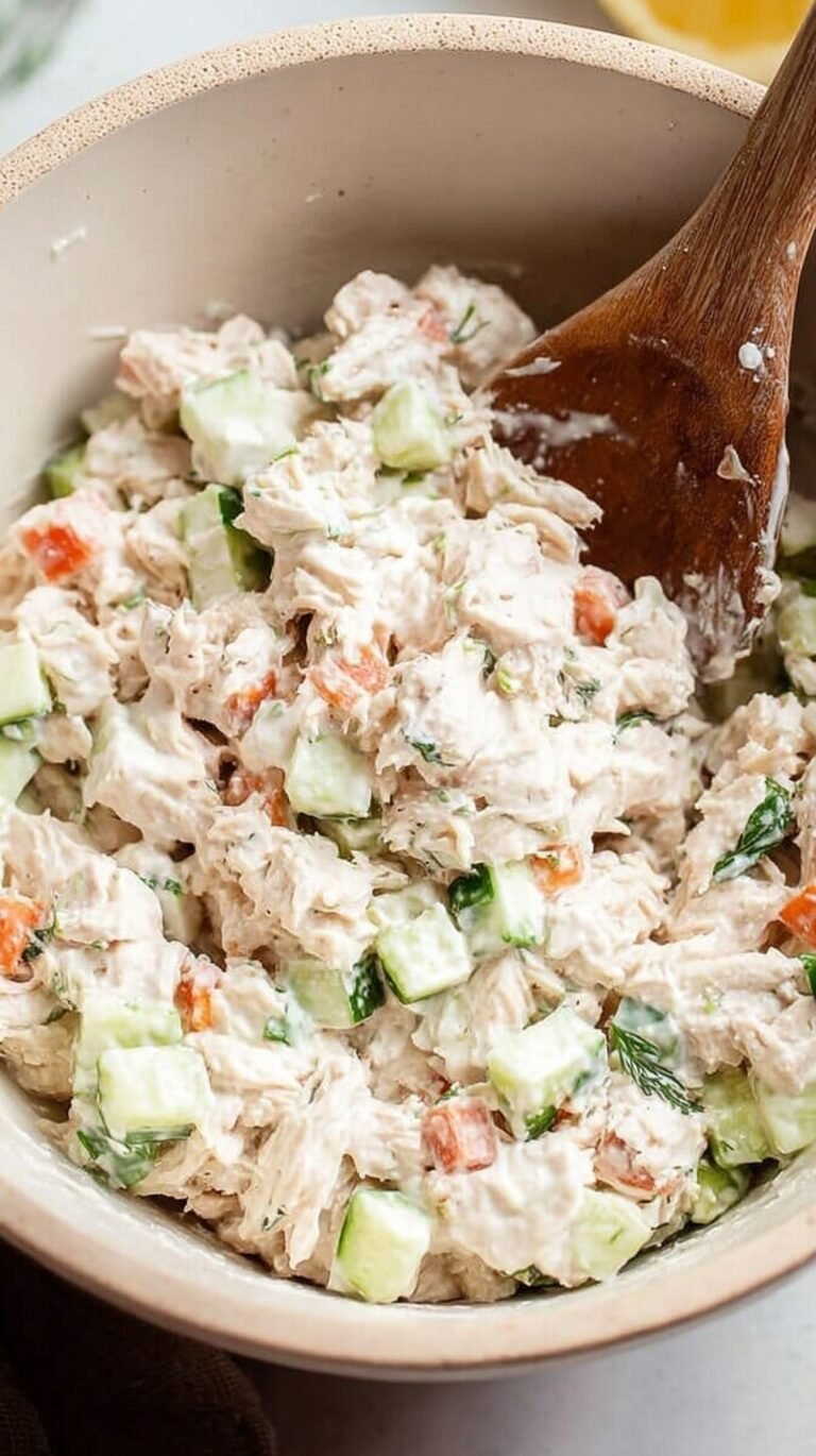 A bright bowl of Mediterranean tuna salad with red onions, celery, and fresh parsley in a lemon vinaigrette.