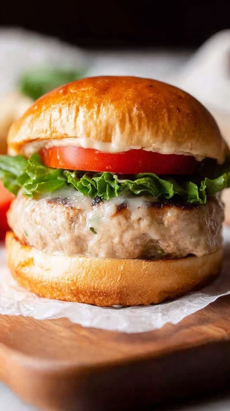 Four juicy grilled turkey burgers on a platter with fresh toppings and buns