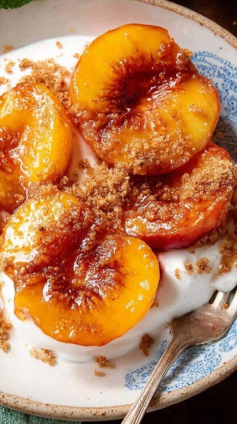 Halved peaches with cinnamon sugar topping in an air fryer basket