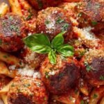 Golden brown turkey meatballs on a baking sheet with green zucchini flecks