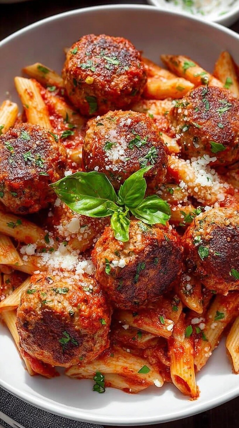 Golden brown turkey meatballs on a baking sheet with green zucchini flecks