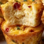 Golden brown egg bites in a silicone mold inside an air fryer basket
