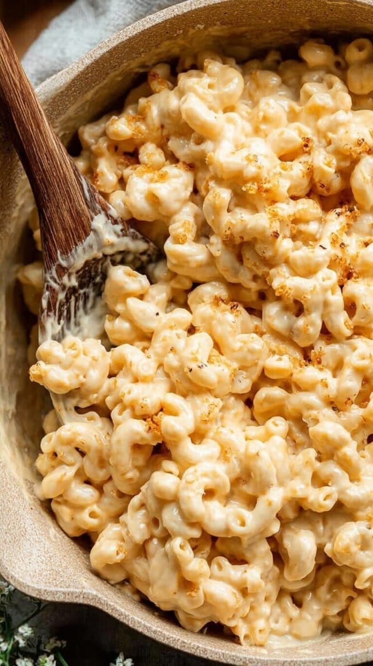 A bowl of creamy healthy mac and cheese made with whole wheat pasta and butternut squash sauce