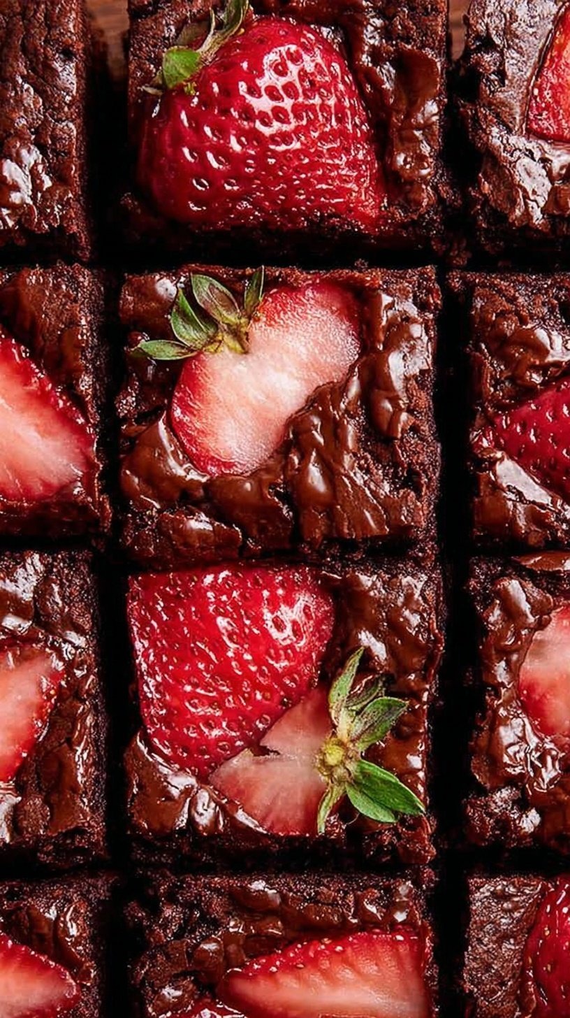 A stack of pink strawberry brownies drizzled with white sugar glaze on a white plate.