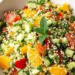 A bright bowl of Citrus Tabbouleh Salad with fresh parsley, tomatoes, and orange zest.
