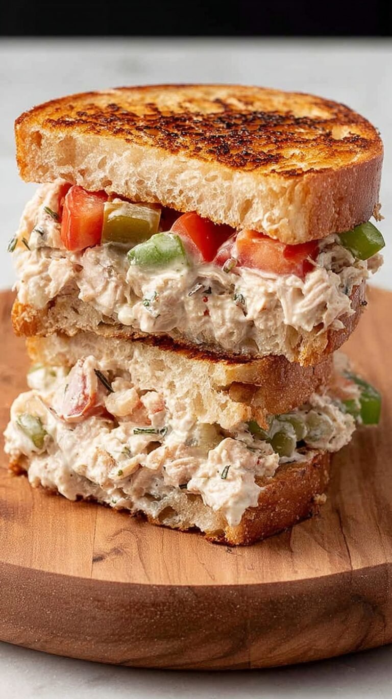 A golden-brown healthy tuna melt sandwich with melted mozzarella and spinach on whole-grain bread.