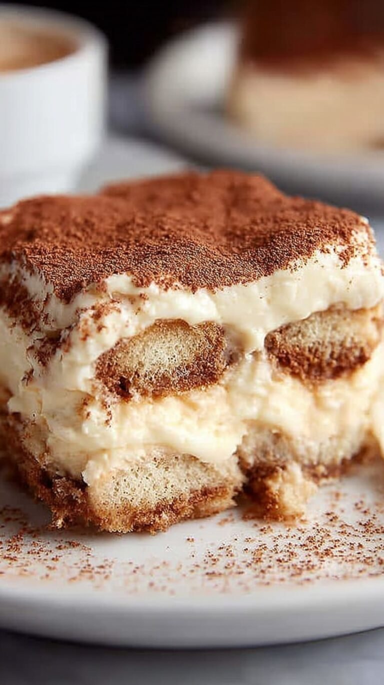 A glass dish of layered healthy gluten-free tiramisu topped with cocoa powder and dark chocolate shavings