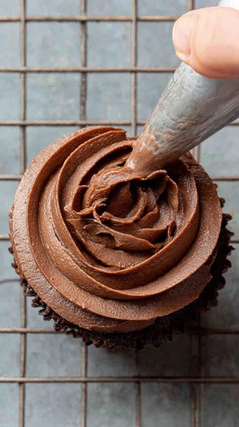 A bowl of smooth, velvety dairy-free chocolate frosting with a spreader.
