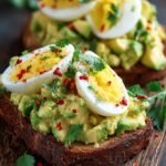 A bowl of creamy avocado egg salad with fresh dill and red onion on top.