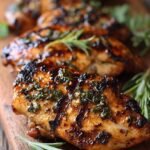 A bowl of fresh lemon herb chicken marinade with garlic and olive oil