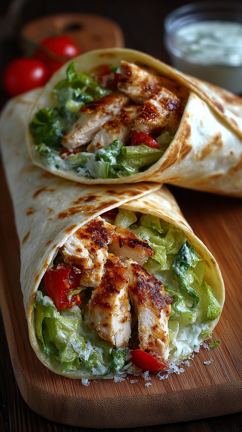 Golden brown toasted chicken wraps filled with melted cheese and garlic chicken on a white plate.