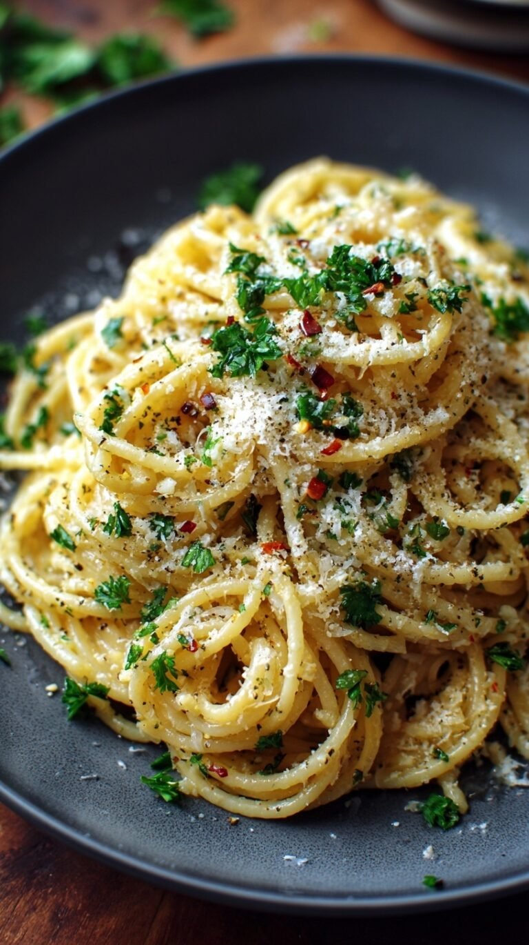 A white bowl filled with creamy gluten-free fettuccine pasta, topped with fresh parsley and grated parmesan cheese.