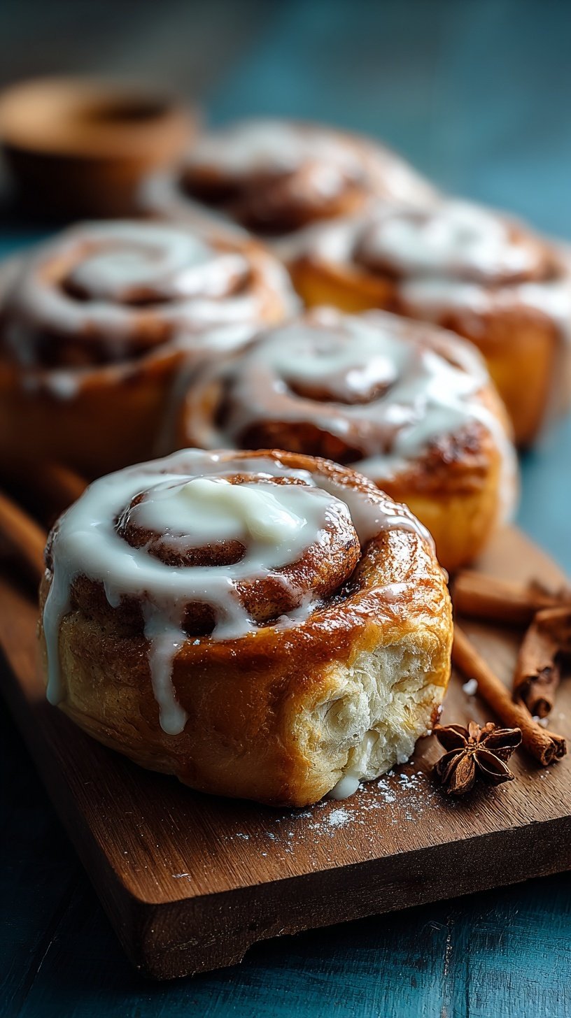 A tray of soft Easter cinnamon rolls topped with pink and yellow pastel cream cheese frosting.