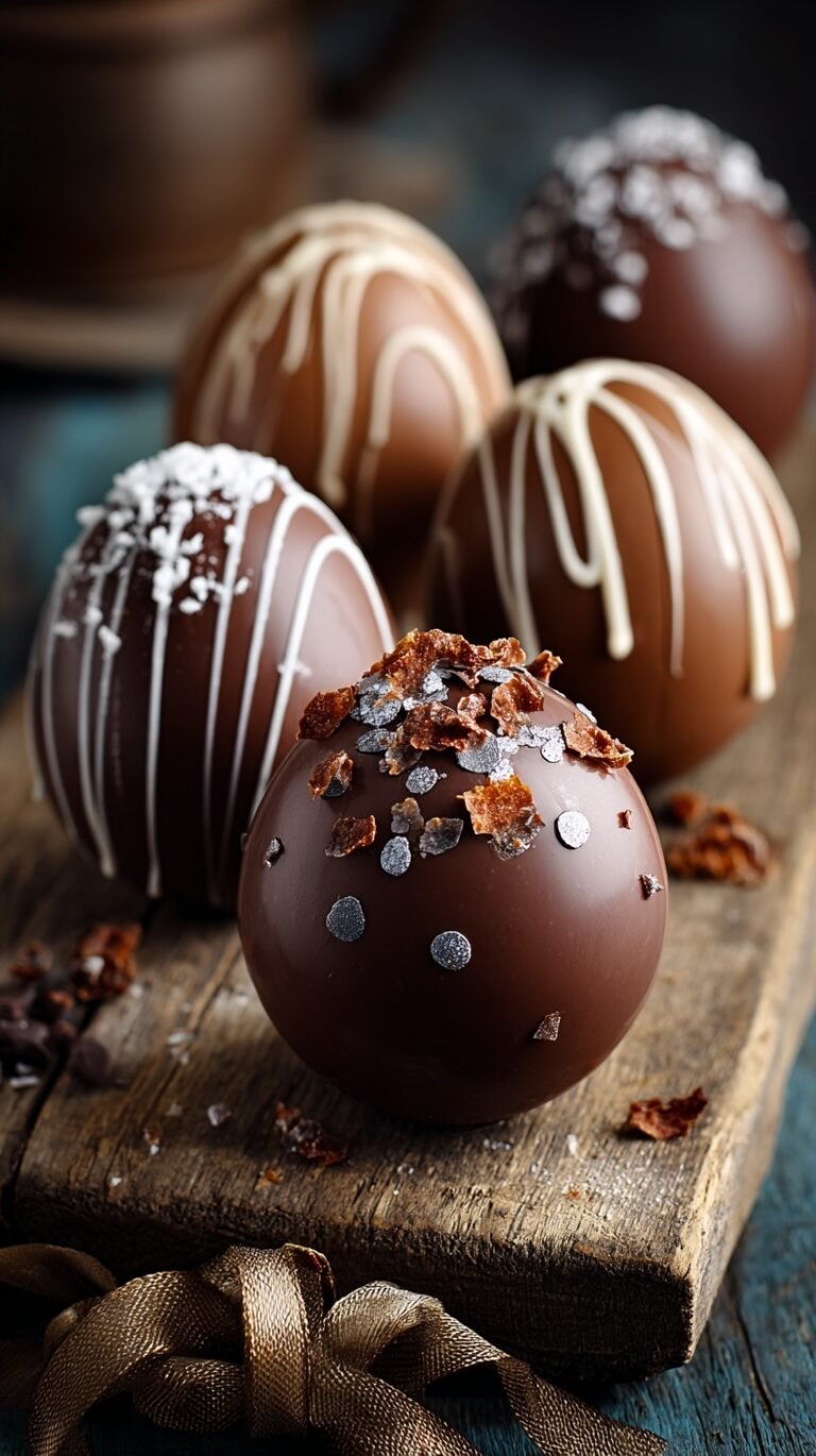 Shiny dark chocolate Easter eggs molded into smooth halves and joined together.