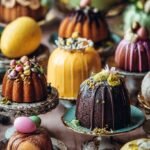 Twelve chocolate shredded wheat nests topped with colorful mini candy eggs in a muffin tin.