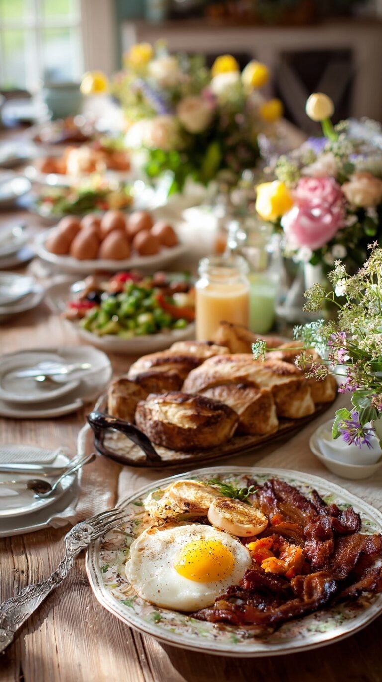 A golden-brown spiral-cut ham with a shiny honey glaze on a white platter