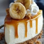 A rich and velvety New York-style banana cheesecake on a graham cracker crust.
