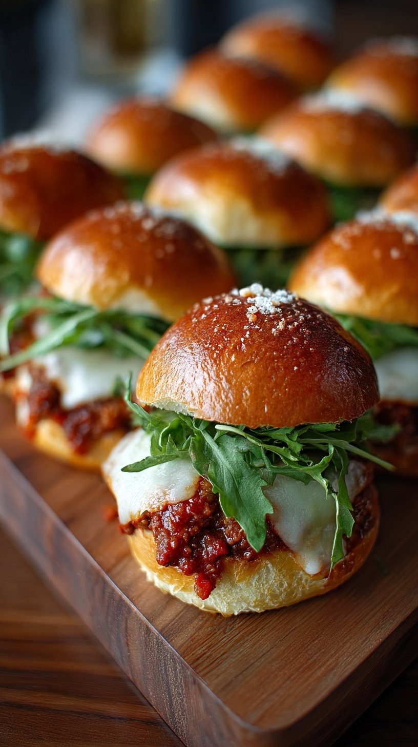 A tray of golden brown pull-apart pizza sliders with melted cheese and pepperoni on Hawaiian rolls.