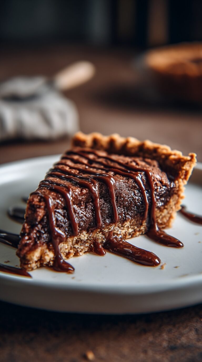 A golden brown deep-dish chocolate chip cookie pie sliced to reveal a thick molten Nutella center