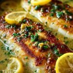 Golden pan-fried fish fillets drizzled with zesty lemon butter sauce and fresh parsley