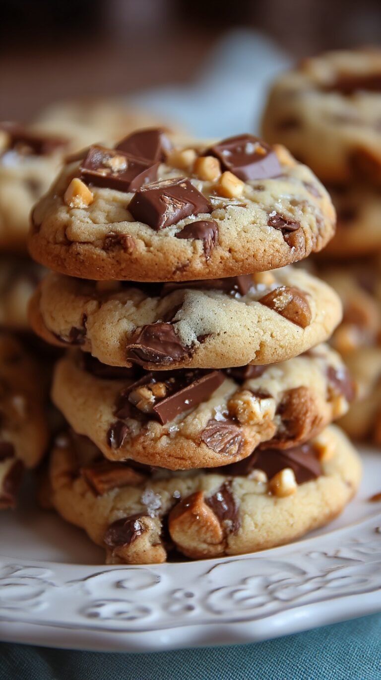 A stack of dark chocolate and peanut butter no-bake cookies on white parchment paper.