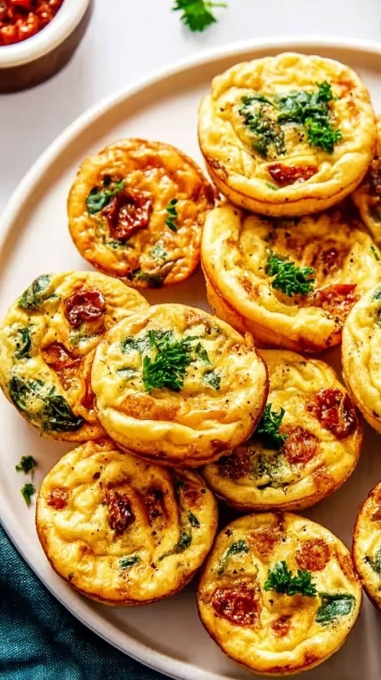 Close up of golden brown bacon and Gruyère egg bites in a silicone tray