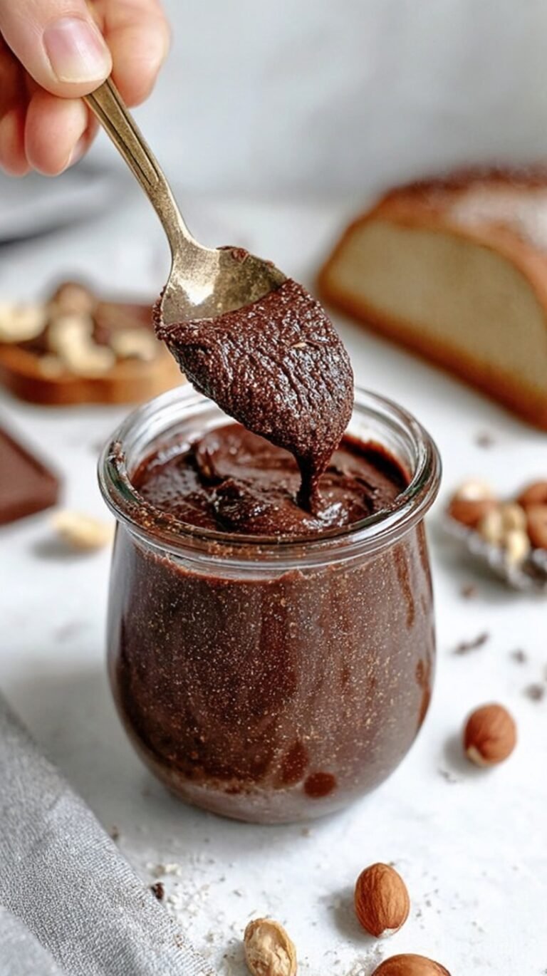 A jar of creamy homemade sugar-free hazelnut chocolate spread with whole hazelnuts nearby