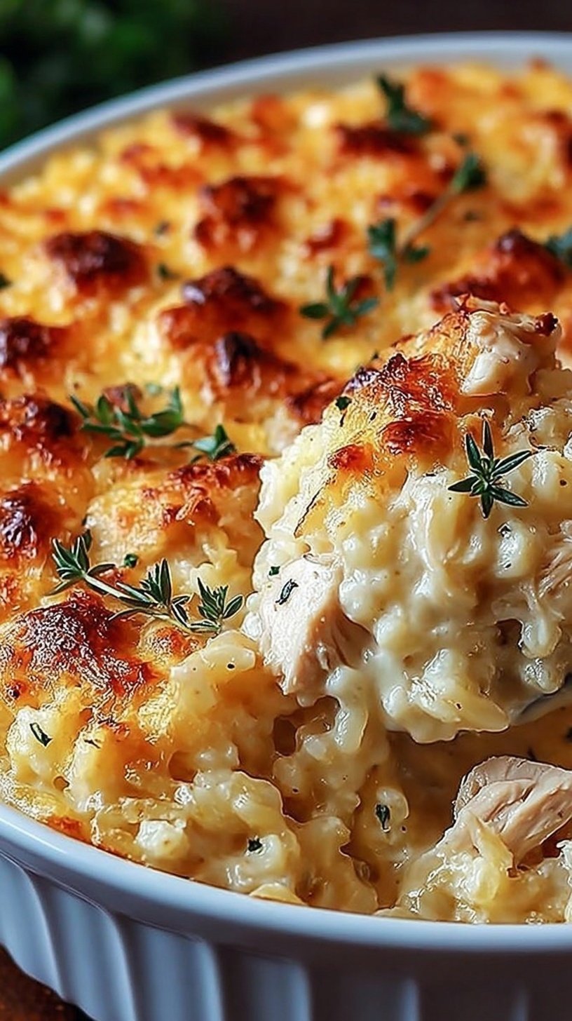 Creamy chicken served over angel hair pasta in a white bowl