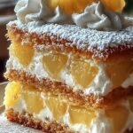 A slice of moist pineapple sheet cake topped with creamy white frosting and chopped pecans.