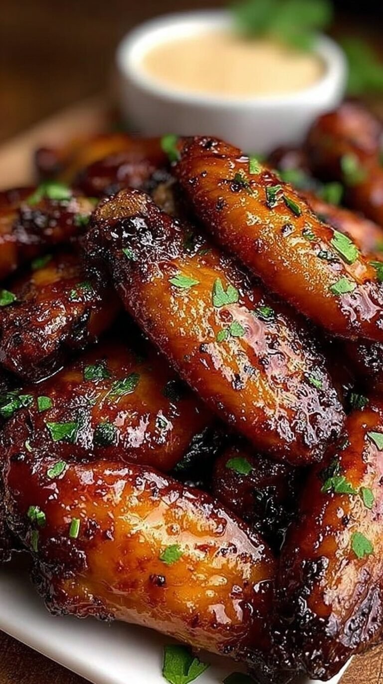 A platter of crispy glazed chicken wings with a sweet brown sugar and spicy cajun coating